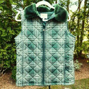 Debbie Morgan Quilted Zip-Front Vest with Faux Fur Collar